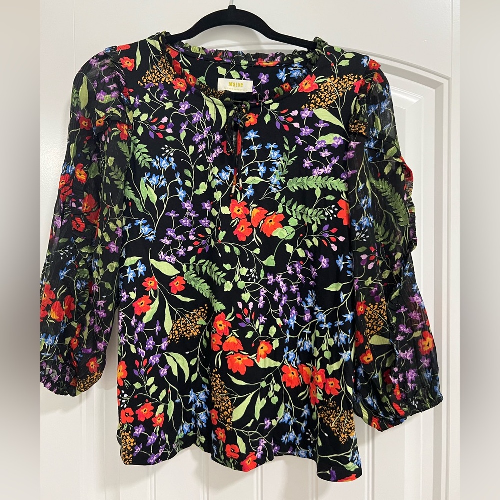 Maeve Top With Sheer Sleeves Size XS